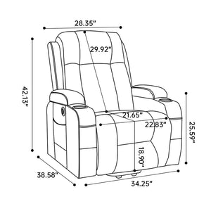 English Elm Beige PU Leather Power Lift Recliner with Massage Heat and USB for Elderly W1803S00099