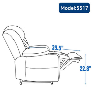English Elm Up to 350 Lbs Chenille Power Lift Recliner with Massage Heat and Charging Ports Grey W1803S00105