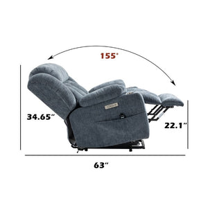 English Elm Up to 350 Lbs Chenille Power Lift Recliner with Massage Heat and Charging Ports Blue - A W1803S00106