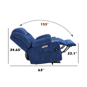 English Elm Up to 350 Lbs Chenille Power Lift Recliner with Massage Heat and Charging Ports Blue - B W1803S00108