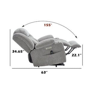 English Elm Up to 350 Lbs Chenille Power Lift Recliner with Massage Heat and Charging Ports Light Grey W1803S00109