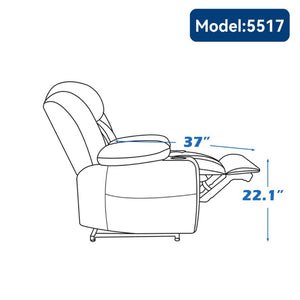 English Elm Up to 350 Lbs Chenille Power Lift Recliner with Massage Heat and Charging Ports Light Grey W1803S00109