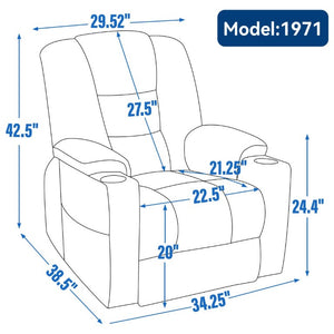 English Elm Large Power Lift Recliner Chenille Chair with Massage Heat and USB Charging Ports Grey W1803S00111