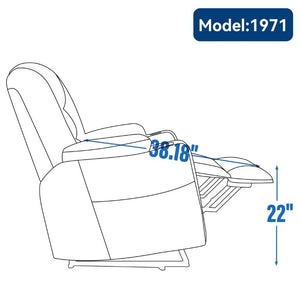 English Elm Large Power Lift Recliner Chenille Chair with Massage Heat and USB Charging Ports Grey W1803S00111