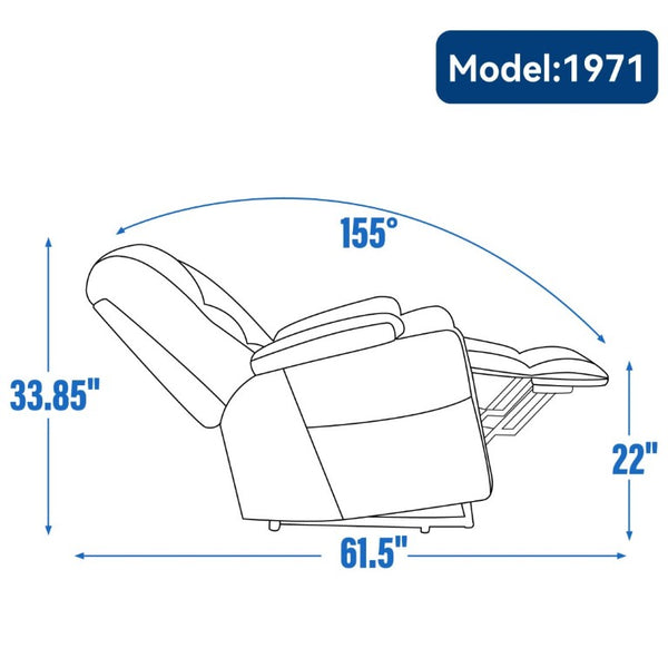 English Elm Large Power Lift Recliner Chenille Chair with Massage Heat and USB Charging Ports Beige W1803S00112