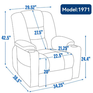 English Elm Large Power Lift Recliner Chenille Chair with Massage Heat and USB Charging Ports Khaki W1803S00115