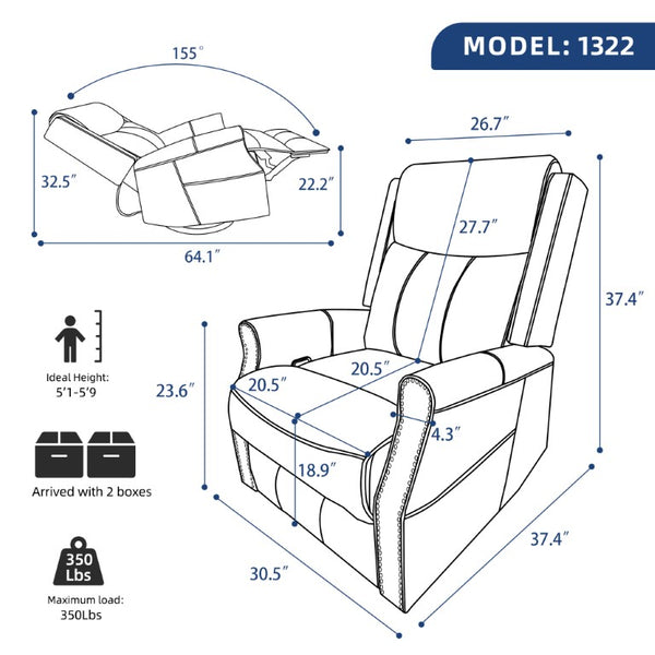 English Elm Yellow Genuine Leather Rocker Swivel Recliner with Massage Heat and Copper Nail Trim W1803S00118