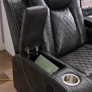 English Elm Mspm070 Faux Leather Power Reclining Sofa Set with Led Base Lighting and Usb Ports W1805S00245