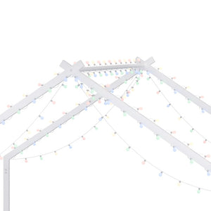 English Elm Full Size Kids Iron Bed with LED Lights Roof Peaked Frame Cabin Bedroom Decor White Iron 78.5" L x 55.9" W x 58.4" H W1820P308332