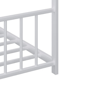English Elm Full Size Kids Iron Bed with LED Lights Roof Peaked Frame Cabin Bedroom Decor White Iron 78.5" L x 55.9" W x 58.4" H W1820P308332