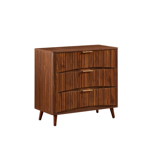 English Elm Fluted Mid-century Tall Chest of Drawers Set Two Units Grooved Panels Solid Wood Bedroom Walnut W1820P338176