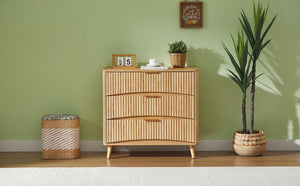 English Elm Fluted Mid-century Tall Chest of Drawers Set Two Units Grooved Panels Solid Wood Bedroom Oak W1820P338177