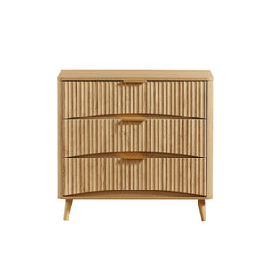 English Elm Fluted Mid-century Tall Chest of Drawers Set Two Units Grooved Panels Solid Wood Bedroom Oak W1820P338177