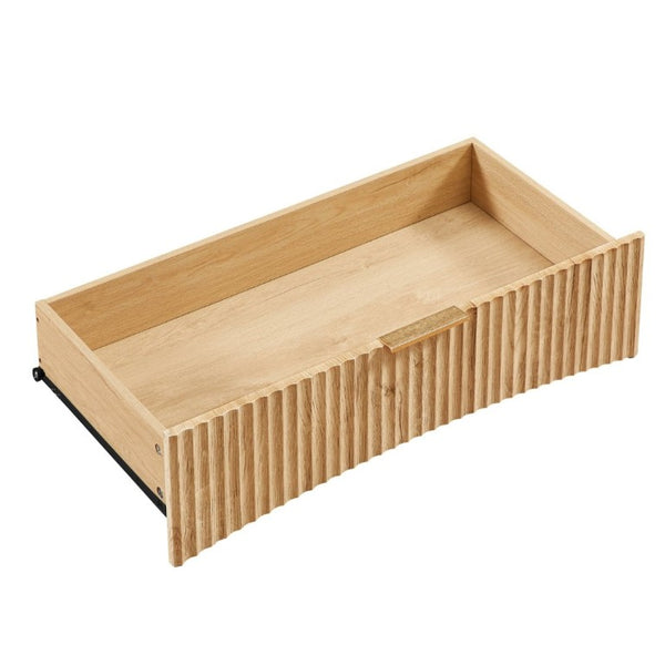 English Elm Fluted Oak 3 Drawer Tall Chest with Grooved Panels and Metal Handles for Bedroom W1820P362275