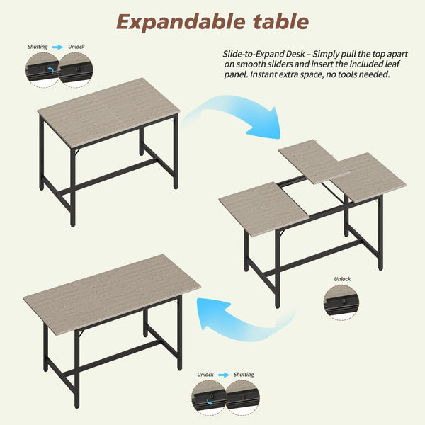 English Elm Expandable Dining Set Seats Eight with Benches Stools Steel Frame Wood Grain Top Gray W1820P464320