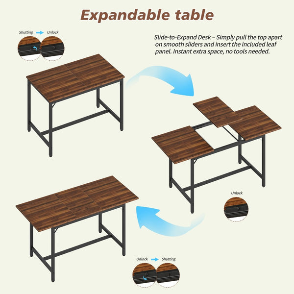 English Elm Expandable Dining Set Seats Eight with Benches Stools Steel Frame Wood Grain Top Walnut W1820P464321