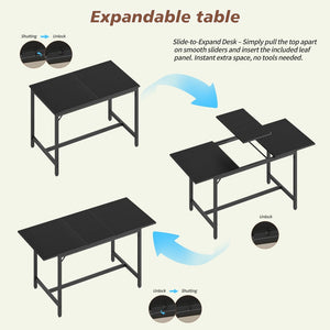 English Elm Expandable Dining Set Seats Eight with Wood Grain Top Metal Frame and Bench Storage W1820P464322