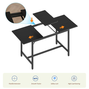 English Elm Expandable Dining Set Seats Eight with Wood Grain Top Metal Frame and Bench Storage W1820P464322