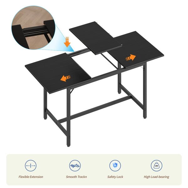 English Elm Expandable Dining Set Seats Eight with Wood Grain Top Metal Frame and Bench Storage W1820P464322