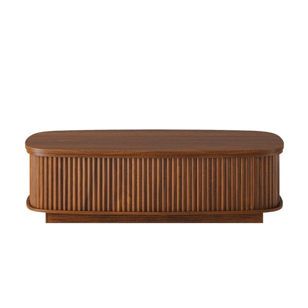 English Elm 47.2 Inch Oval Fluted Lift Top Coffee Table with Hidden Storage for Living Room W1820P496482