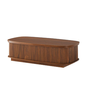English Elm 47.2 Inch Oval Fluted Lift Top Coffee Table with Hidden Storage for Living Room W1820P496482