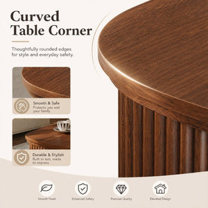 English Elm 47.2 Inch Oval Fluted Lift Top Coffee Table with Hidden Storage for Living Room W1820P496482