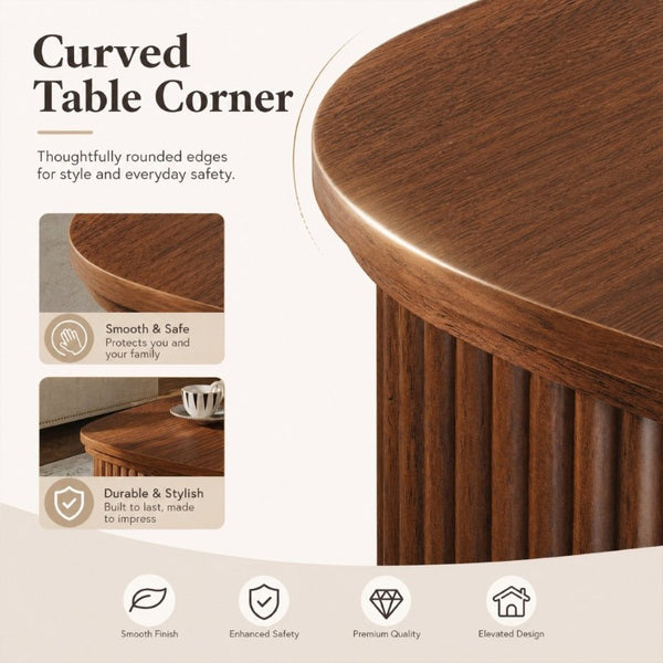 English Elm 47.2 Inch Oval Fluted Lift Top Coffee Table with Hidden Storage for Living Room W1820P496482
