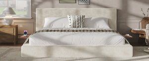 English Elm Airframe Cloud King Bed Rounded Upholstered Frame with Sliding Shelf in Shinelon Fabric W1820P510165