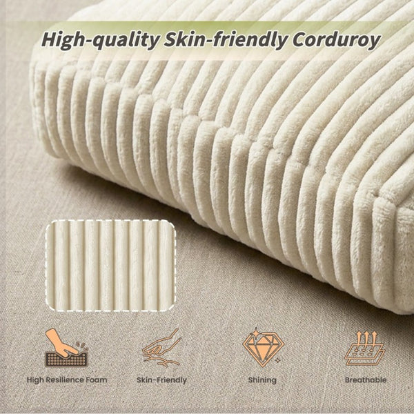 English Elm Airframe King Upholstered Platform Bed Corduroy Foam Cushion with Sliding Headboard Shelf W1820P510286