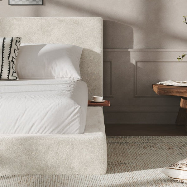 English Elm Airframe California King Upholstered Bed Foam Cushion Sliding Shelf Low Profile W1820P510287