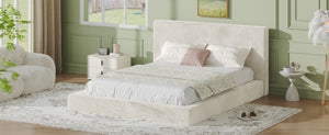 English Elm Airframe Queen Sherpa Upholstered Bed Surround Soft Cushioned Frame for Any Bedroom W1820P517776