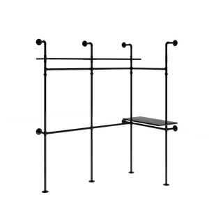 English Elm Industrial Steel Pipe Closet Organizer with Led Lights and Heavy Duty Hanging Rods W1820P518803