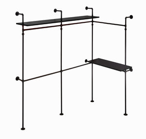 English Elm Industrial Steel Pipe Closet Organizer with Led Lights and Heavy Duty Hanging Rods W1820P518803