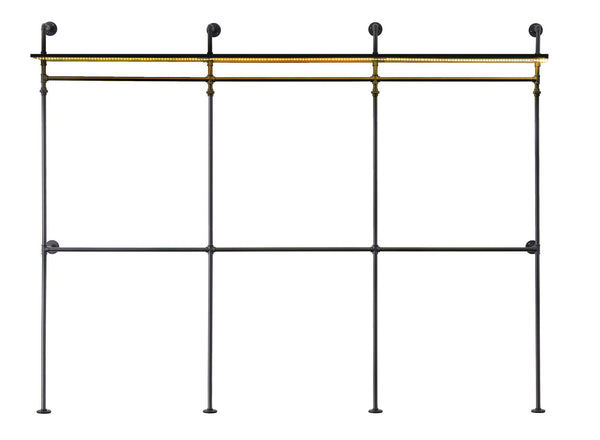 English Elm Industrial Steel Pipe Closet Organizer with Led Lights and Heavy Duty Hanging Rods W1820P518803
