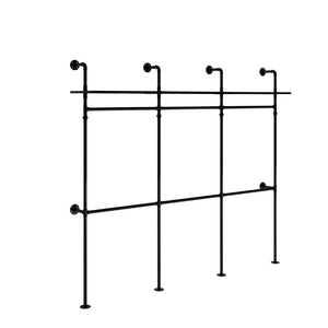 English Elm Industrial Steel Pipe Closet Organizer with Led Lights and Heavy Duty Hanging Rods W1820P518803