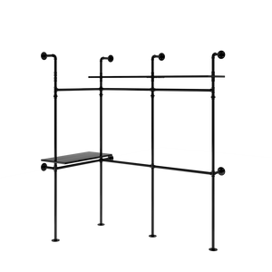 English Elm Industrial Steel Pipe Closet Organizer with Led Lights and Heavy Duty Hanging Rods W1820P518803