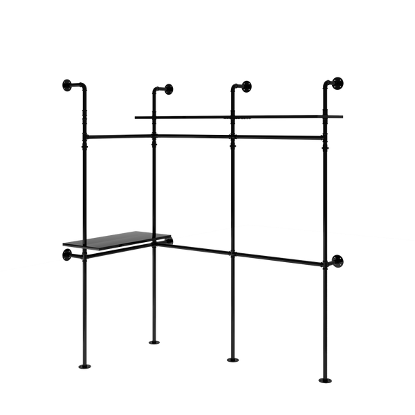 English Elm Industrial Steel Pipe Closet Organizer with Led Lights and Heavy Duty Hanging Rods W1820P518803