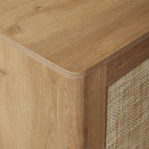 English Elm 67 Inch Woven Rattan Four Door Credenza Boho Sideboard for Dining and Living Spaces W1820P522741