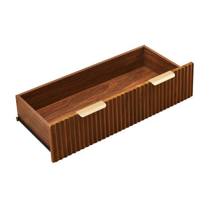 English Elm Queen Fluted Panel Platform Bed with Hydraulic Lift Storage and Footboard Bench Walnut W1820S00064