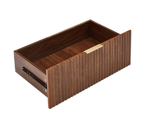 English Elm 6 Drawer Wide Modern Dresser with Sculptural Wave Front Panel for Bedroom or Living Room Walnut W1820S00068
