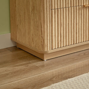 English Elm 6 Drawer Wide Modern Dresser with Sculptural Wave Front Panel for Bedroom or Living Room Oak W1820S00069