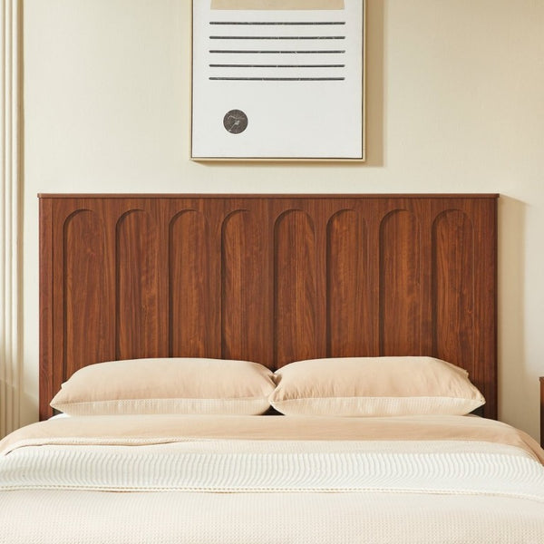 English Elm Queen Platform Bed Mid-Century Arched Headboard Hidden Storage Footboard Walnut Tone Walnut W1820S00074
