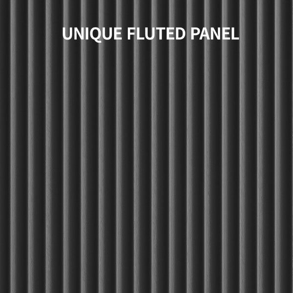 English Elm 94.5 Inch Fluted Matte Credenza with Six Doors for Dining Living or Entryway Black W1820S00082