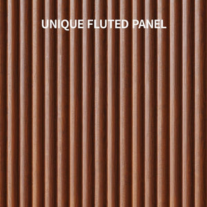 English Elm 94.5 Inch Fluted Matte Credenza with Six Doors for Dining Living or Entryway Walnut W1820S00083