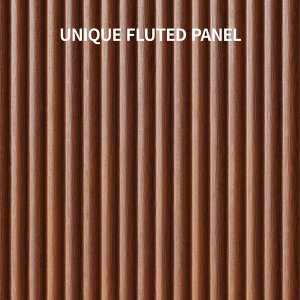 English Elm 94.5 Inch Fluted Matte Credenza with Six Doors for Dining Living or Entryway Walnut W1820S00083