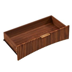 English Elm Fluted Mid-Century 3 Drawer Chest Set of Two with Grooved Panels and Tapered Legs Walnut W1820S00086