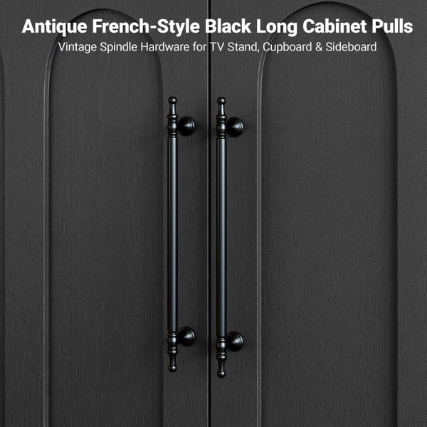 English Elm 94.5 Inch Low Profile Media Console Six Arched Doors Matte Finish Living Room Storage Black W1820S00088