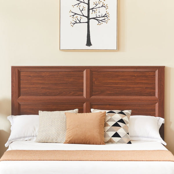 English Elm Queen Platform Bed Walnut Finish 3d Geometric Headboard Four Storage Drawers Bench W1820S00090