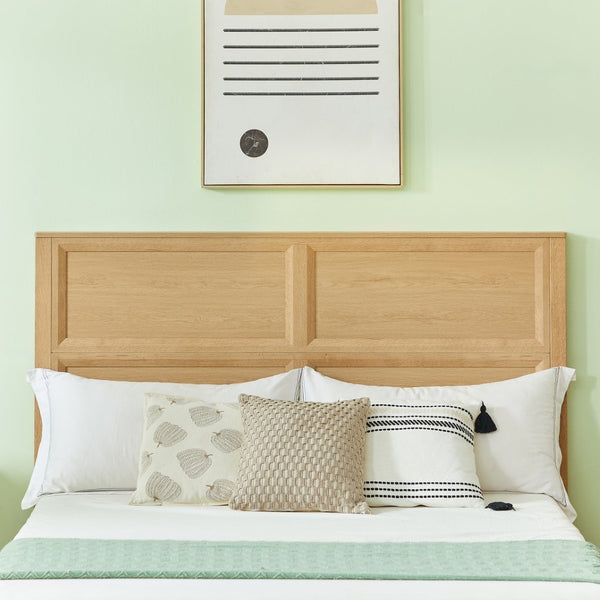 English Elm Queen Platform Bed Oak Finish 3d Grid Headboard Four Storage Drawers Modern Bedroom W1820S00091