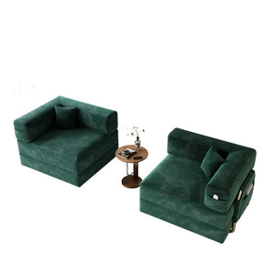 English Elm 5-in-1 Convertible Floor Sofa with Cloud Corduroy Upholstery for Studio Living Green W1825P361001